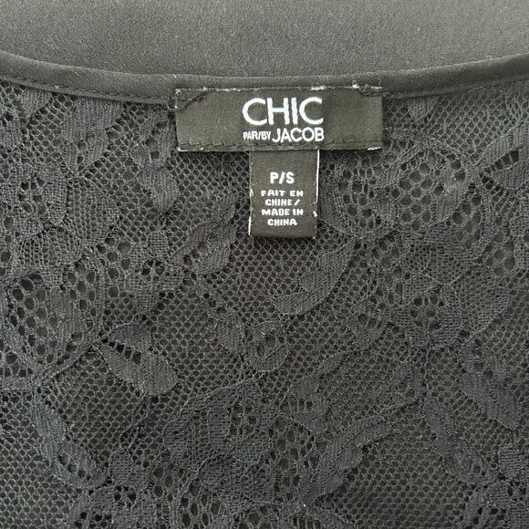 Jacob Chic Black Lace Trim Holiday Evening Top – Small - Picture 8 of 10